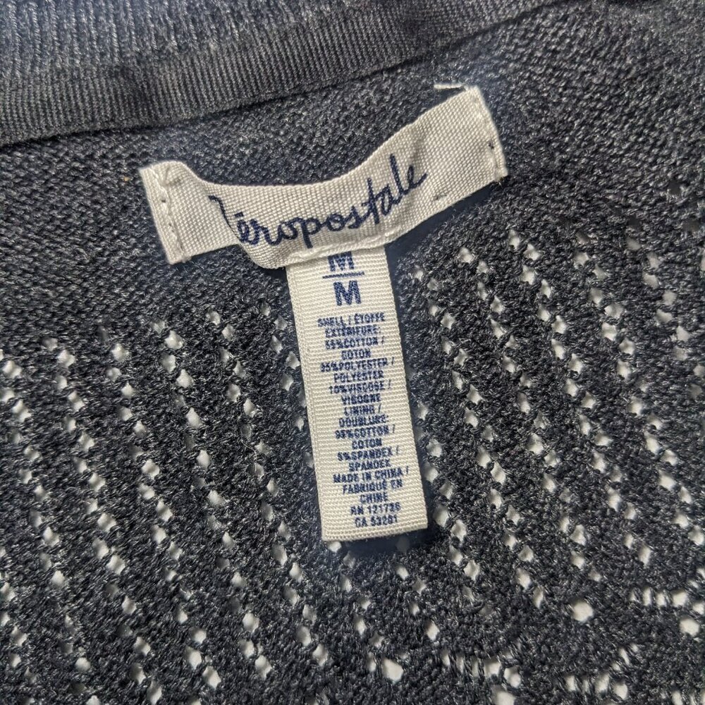 USED - Size M Juniors Aeropostale 1/4 Button Down Dress Cotton Blend Black - Picture 6 of 8